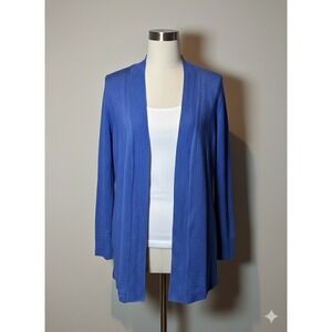 Talbots 100% Linen Open Front Cardigan - Size Medium - Blue Knit